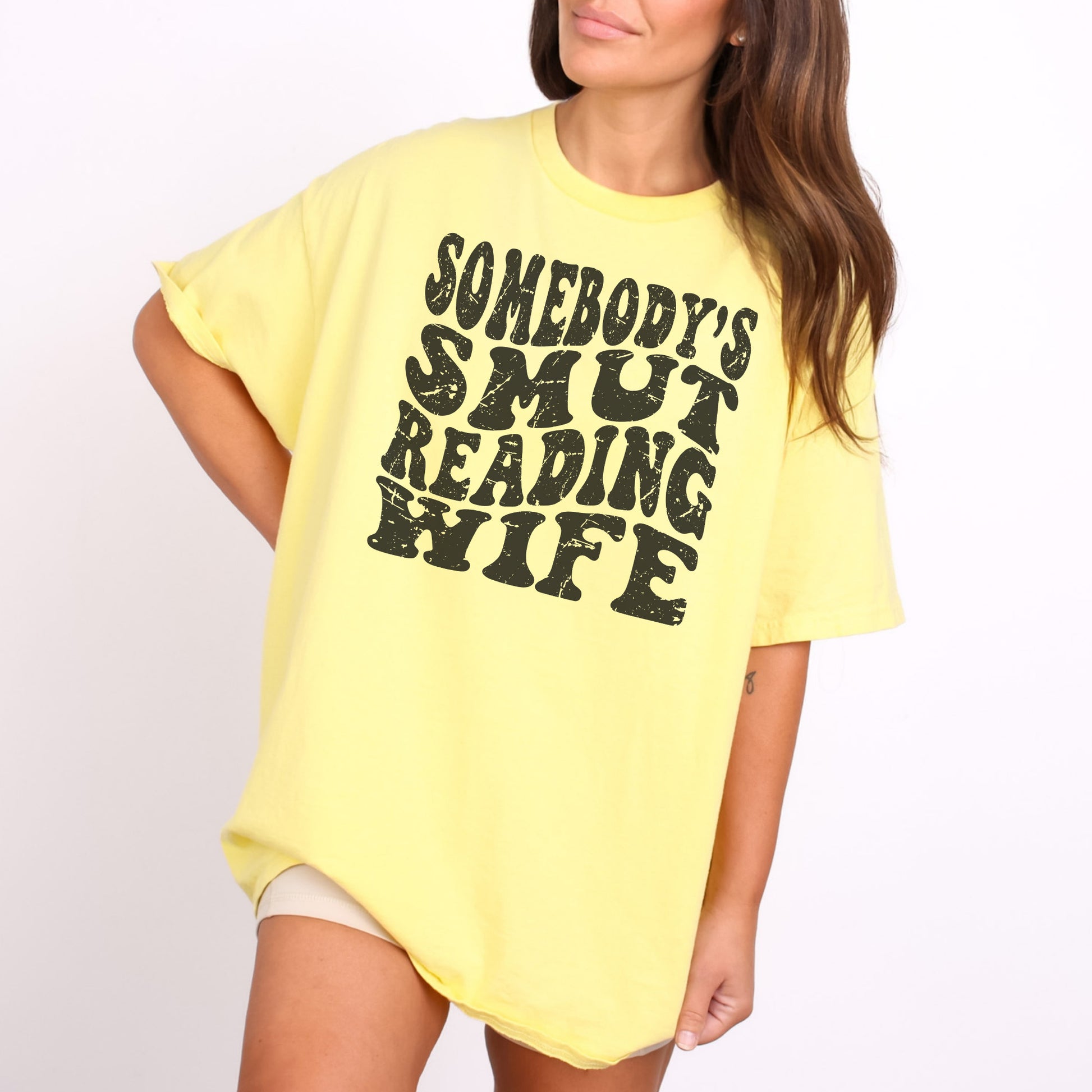 Somebody's Smut Reading Wife T-Shirt-Stripeypeach