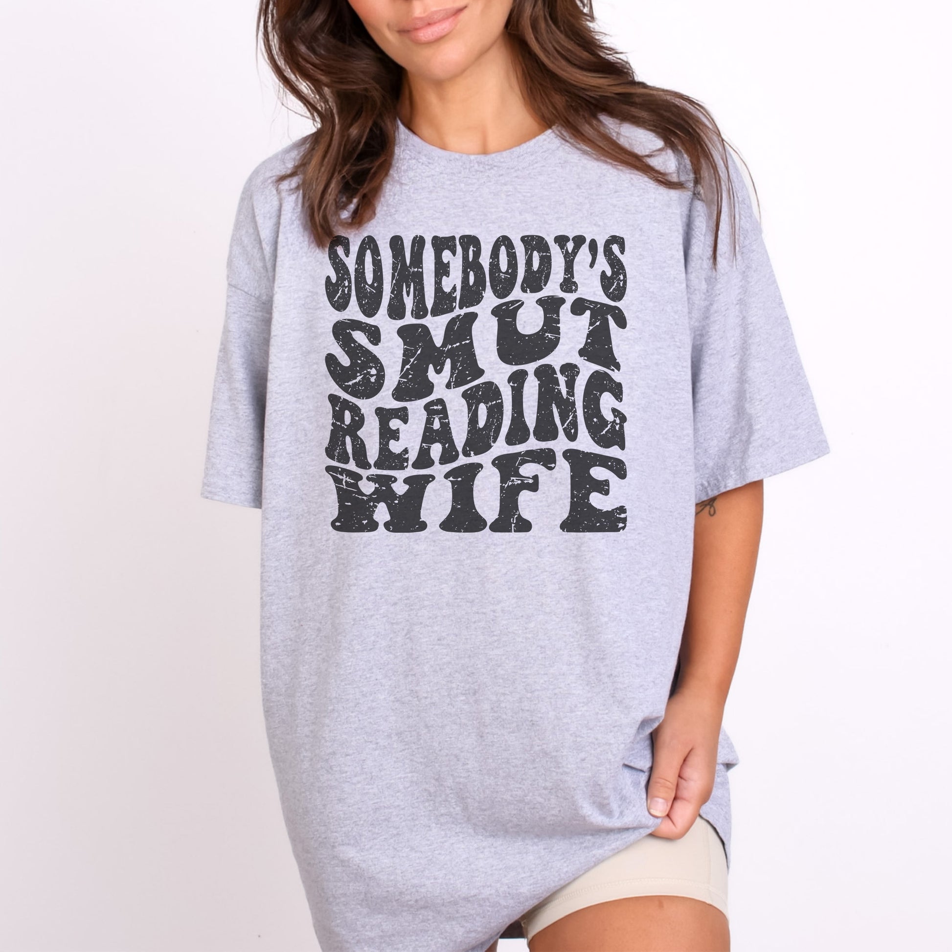 Somebody's Smut Reading Wife T-Shirt-Stripeypeach