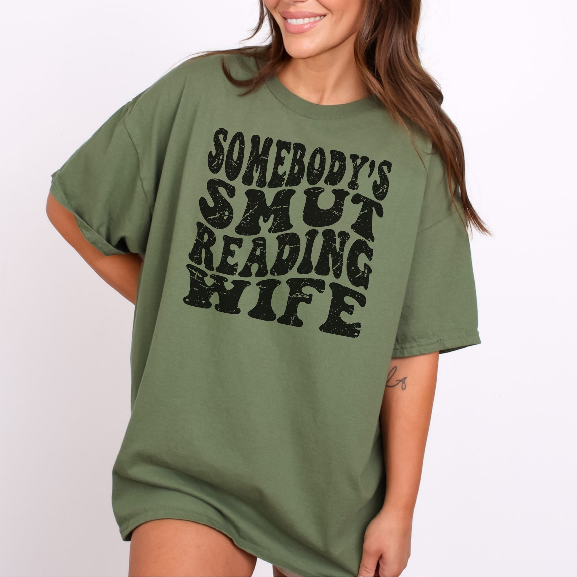 Somebody's Smut Reading Wife T-Shirt-Stripeypeach