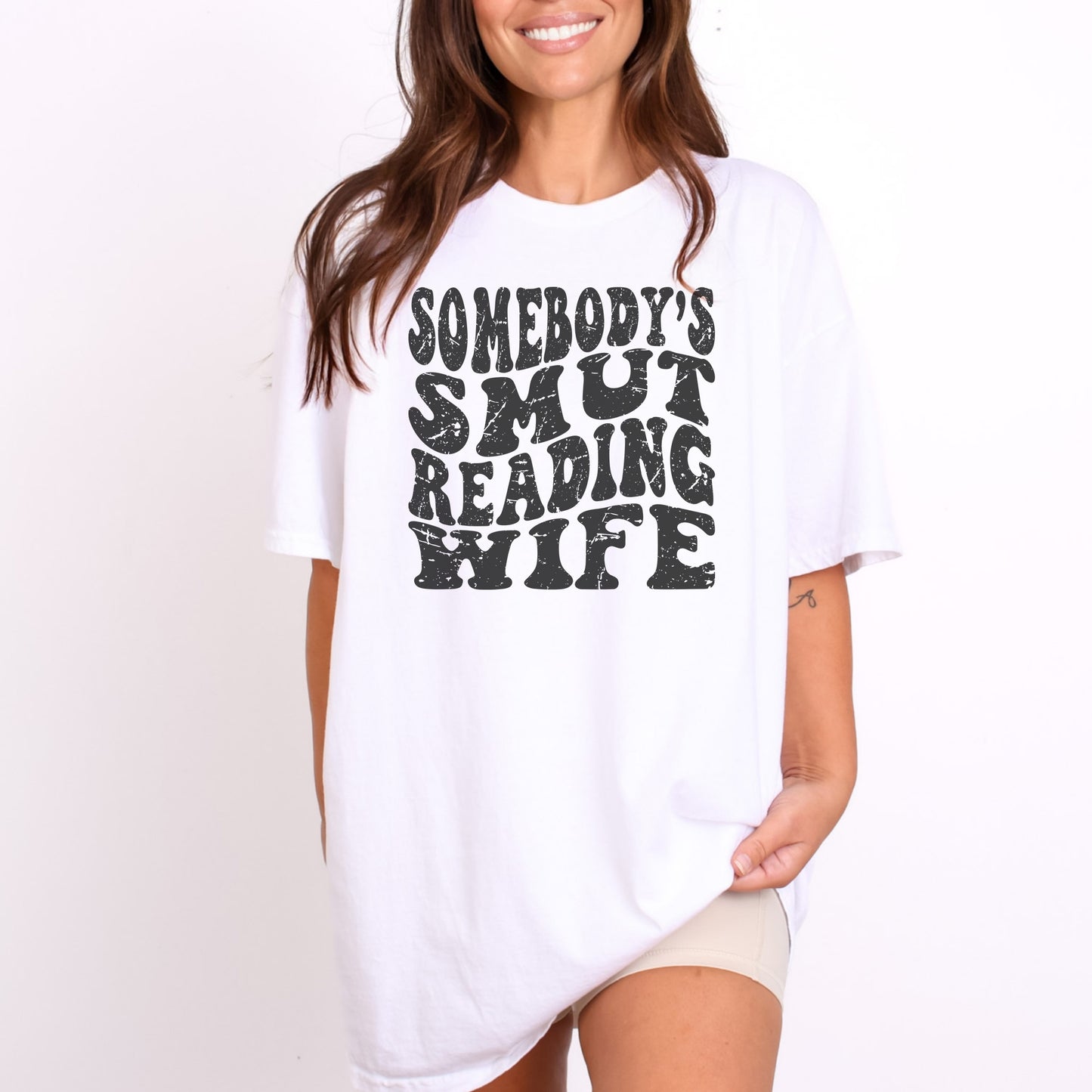 Somebody's Smut Reading Wife T-Shirt-Stripeypeach