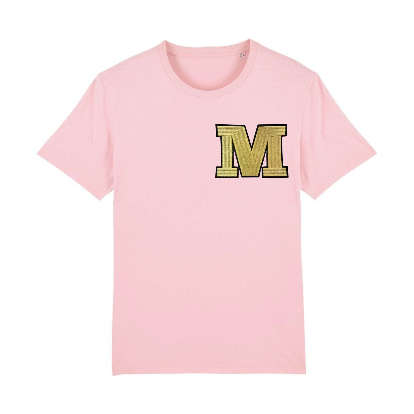 Organic Cotton Large Gold Initial Patch Personalised T-Shirt