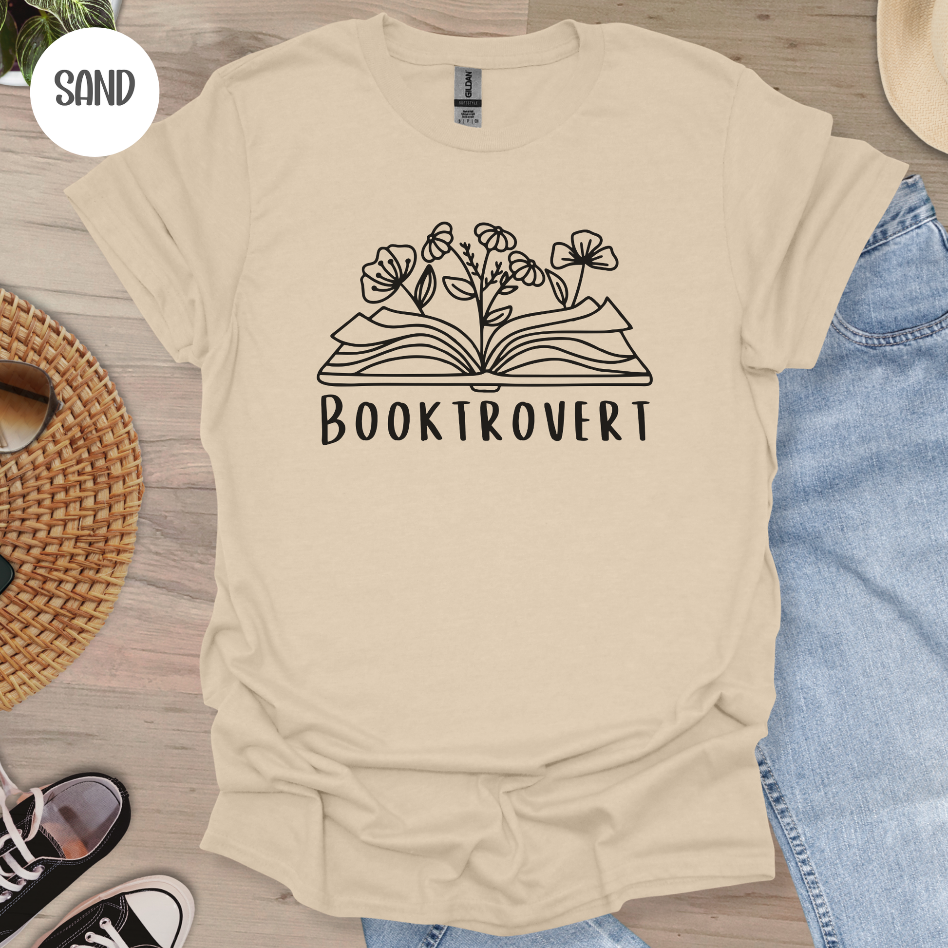 Booktrovert Wildflower T-shirt-Stripeypeach