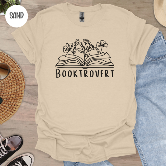 Booktrovert Wildflower T-shirt-Stripeypeach