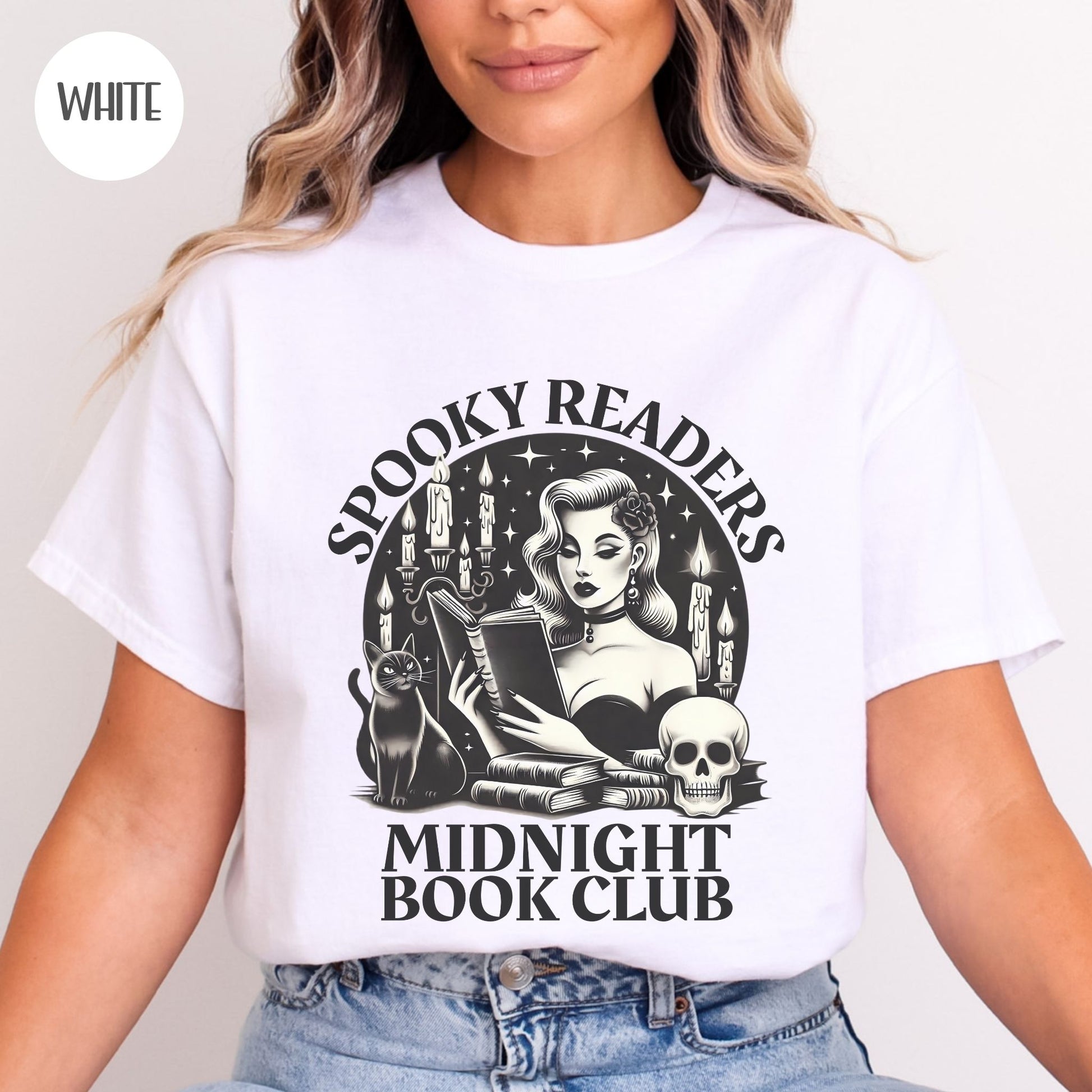 Spooky Readers Midnight Book Club T-Shirt-Stripeypeach