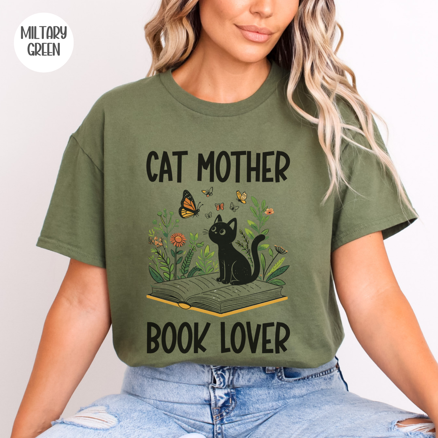Cat Mother Book Lover T-Shirt-Stripeypeach