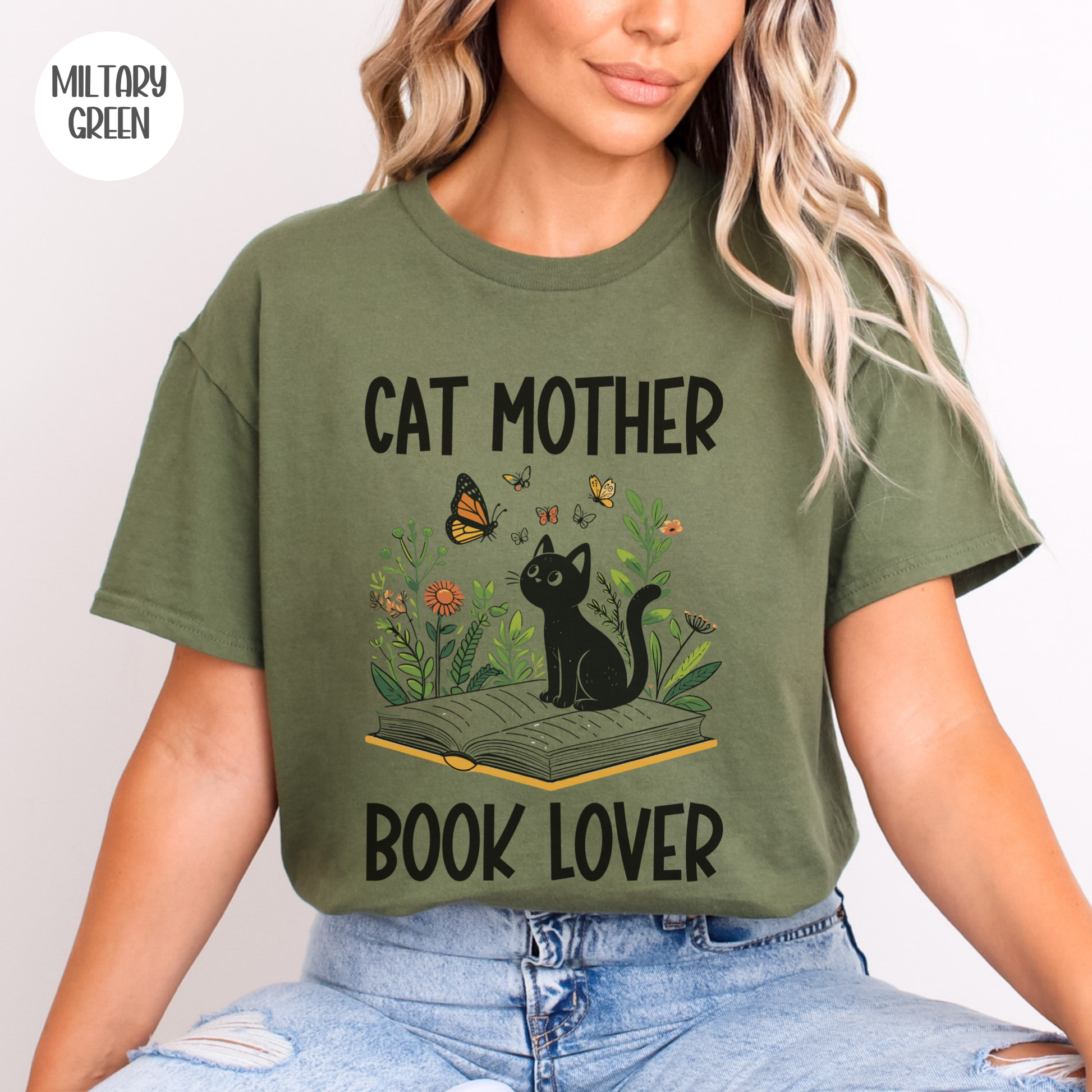 Cat Mother Book Lover T-Shirt-Stripeypeach