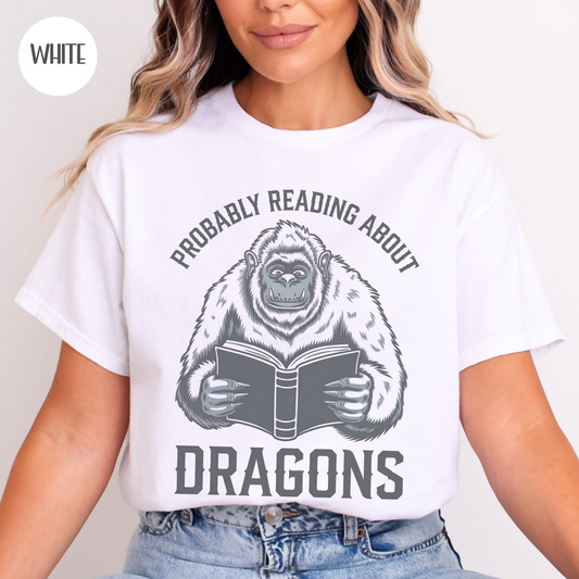 Probably Reading about Dragons Yeti T-Shirt-Stripeypeach