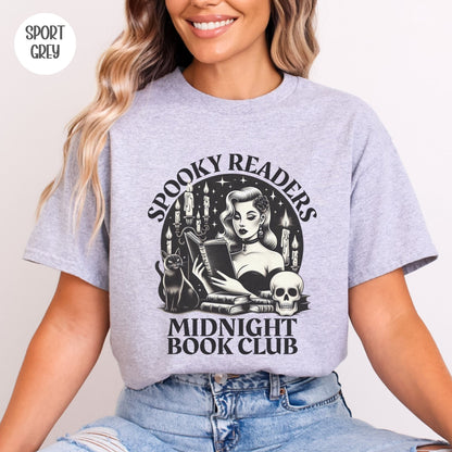 Spooky Readers Midnight Book Club T-Shirt-Stripeypeach