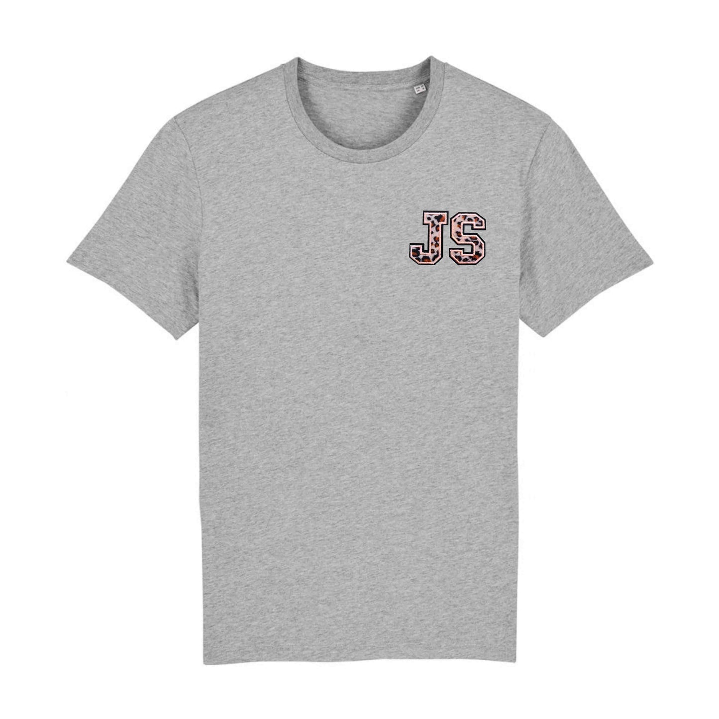 Organic Cotton Single or Double Initials Animal Print Patch - Personalised T-Shirt