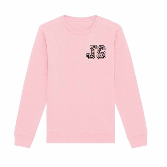 Organic Cotton Animal Print Single or Double Initials Patch - Personalised Sweatshirt