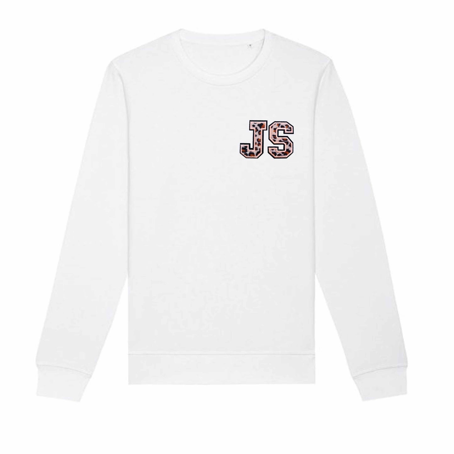 Organic Cotton Animal Print Single or Double Initials Patch - Personalised Sweatshirt