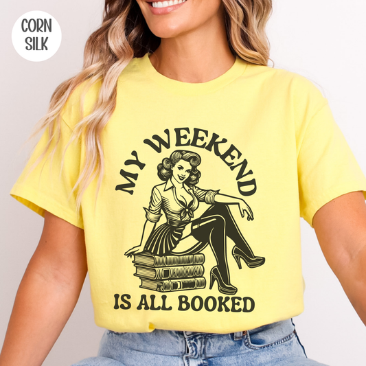 My Weekend is all Booked T-Shirt-Stripeypeach