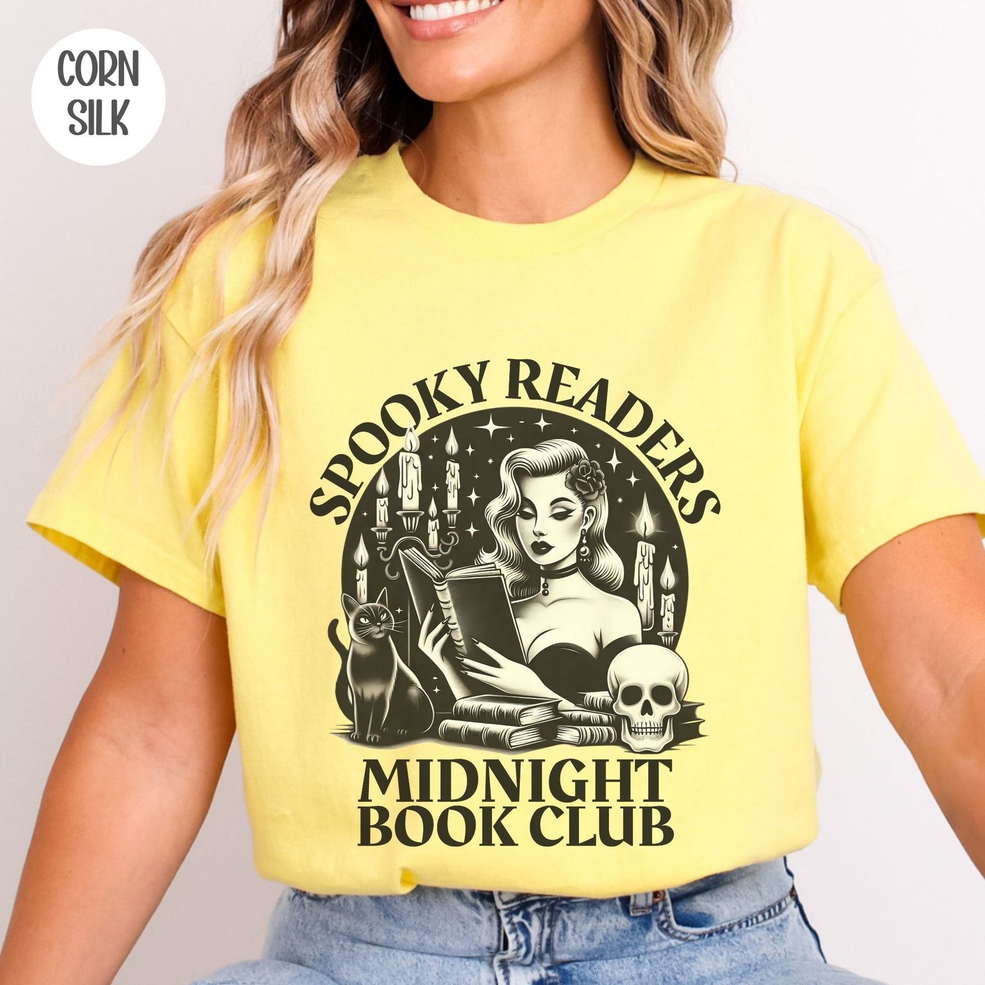 Spooky Readers Midnight Book Club T-Shirt-Stripeypeach
