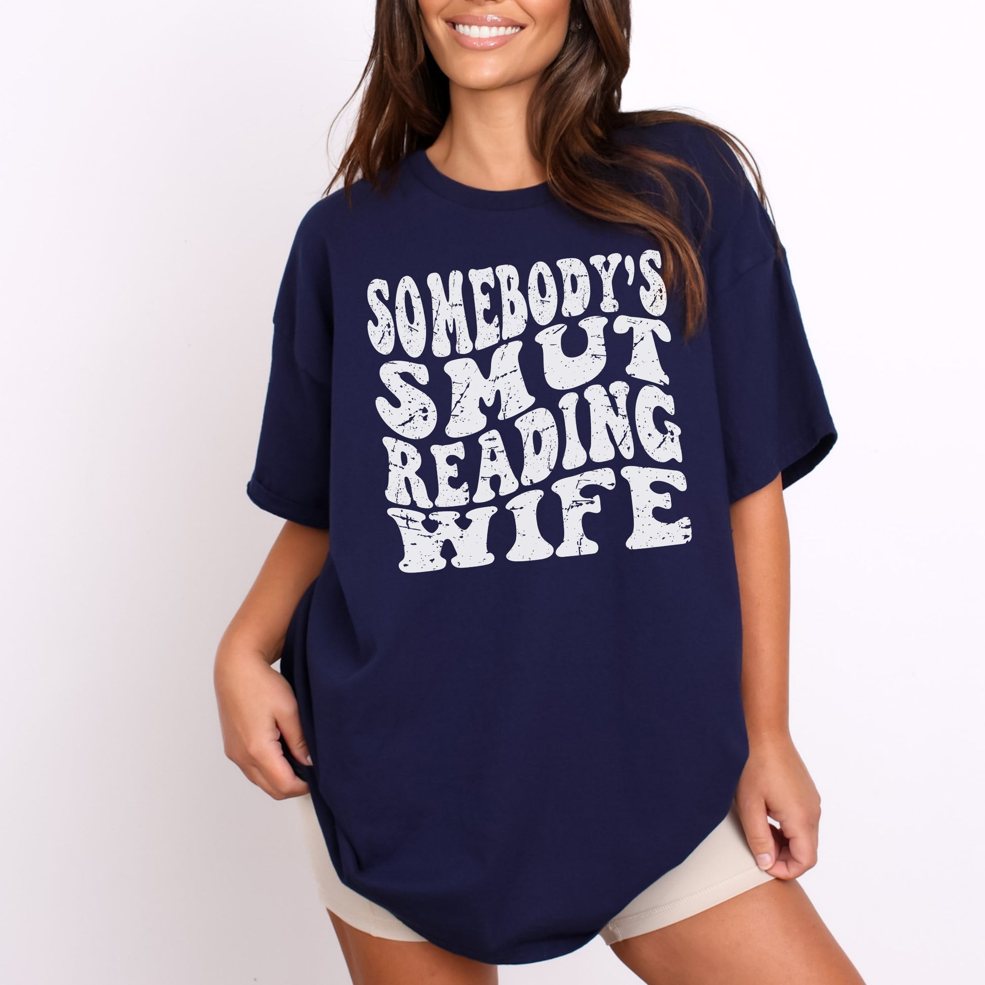 Somebody's Smut Reading Wife T-Shirt-Stripeypeach