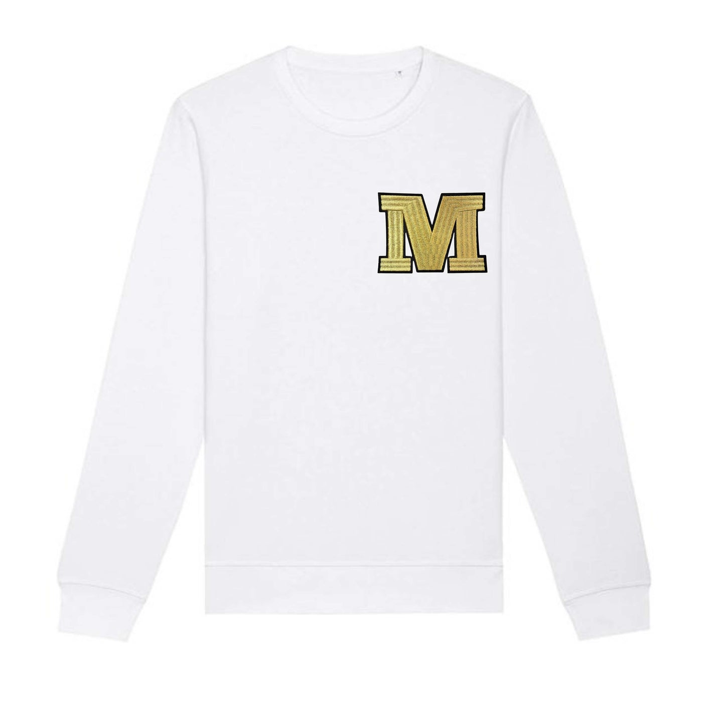 Organic Cotton Large Gold Initial Patch Personalised Sweatshirt