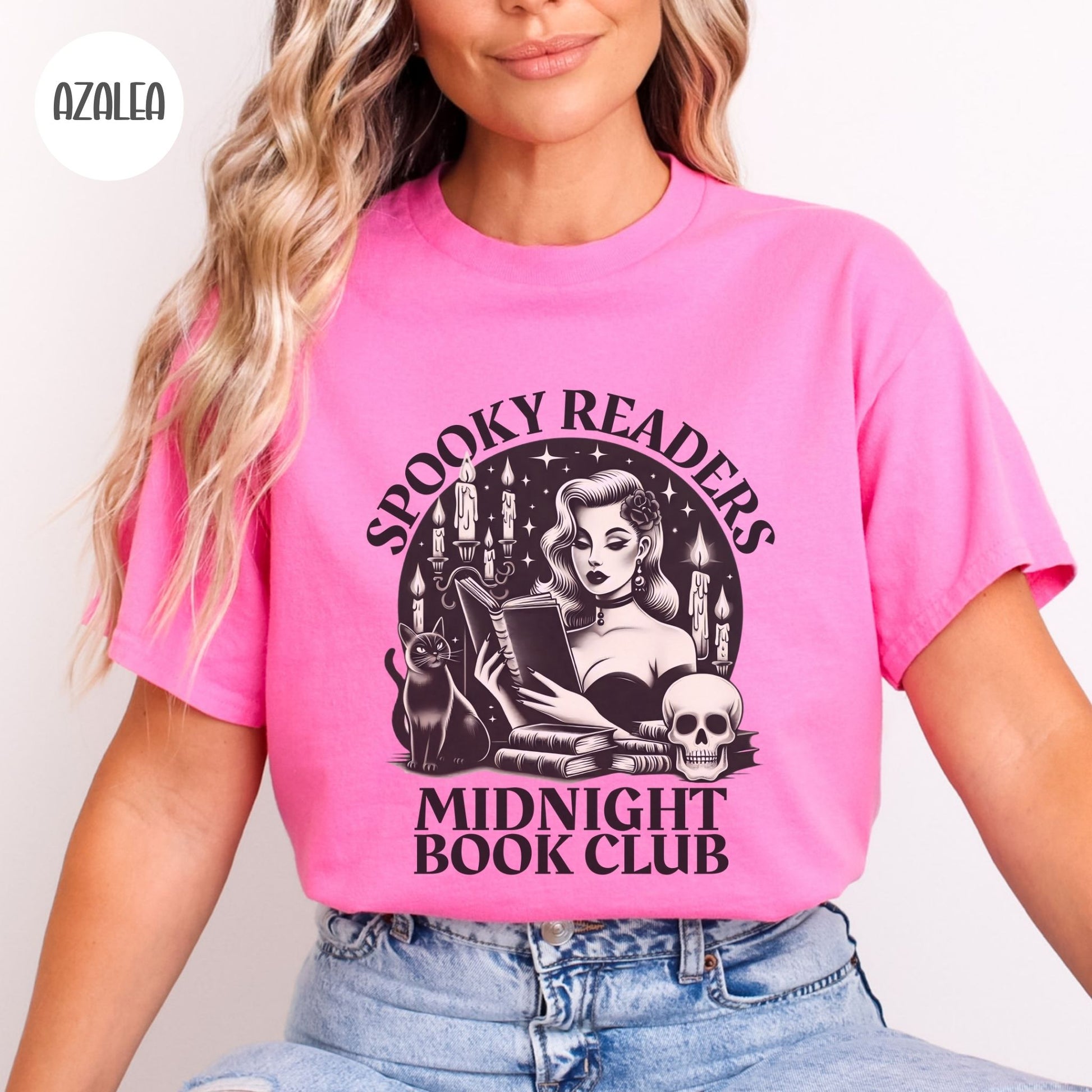 Spooky Readers Midnight Book Club T-Shirt-Stripeypeach
