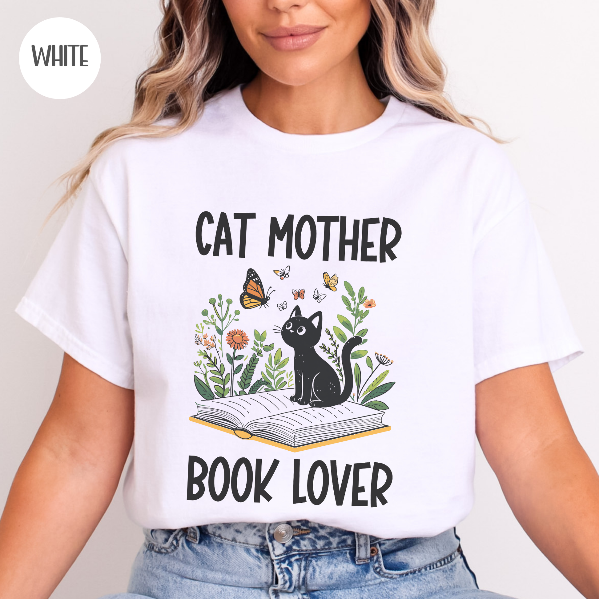 Cat Mother Book Lover T-Shirt-Stripeypeach