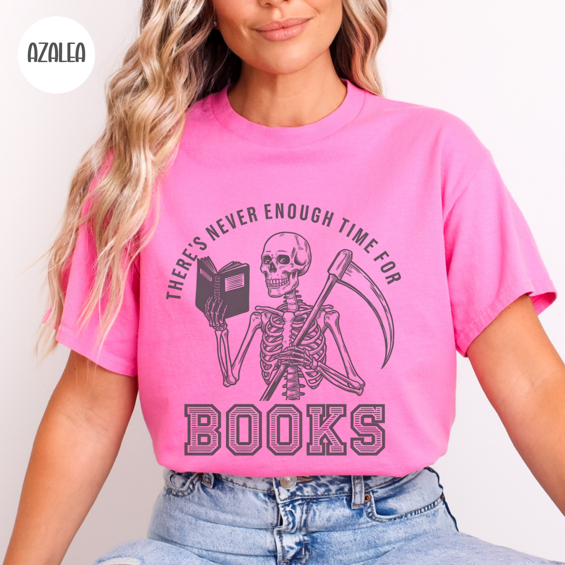There's Never Enough Time for Books Skeleton T-Shirt-Stripeypeach