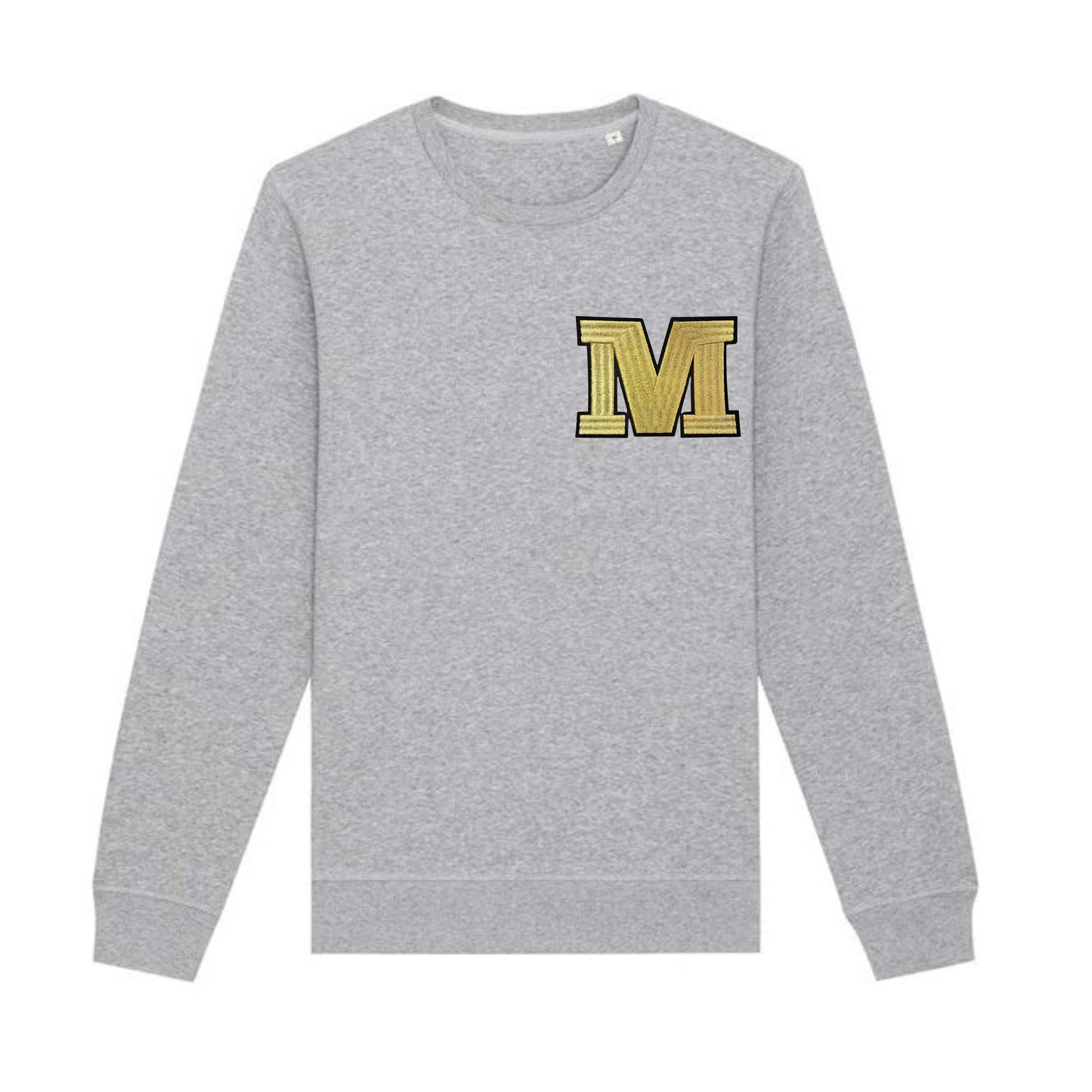 Organic Cotton Large Gold Initial Patch Personalised Sweatshirt