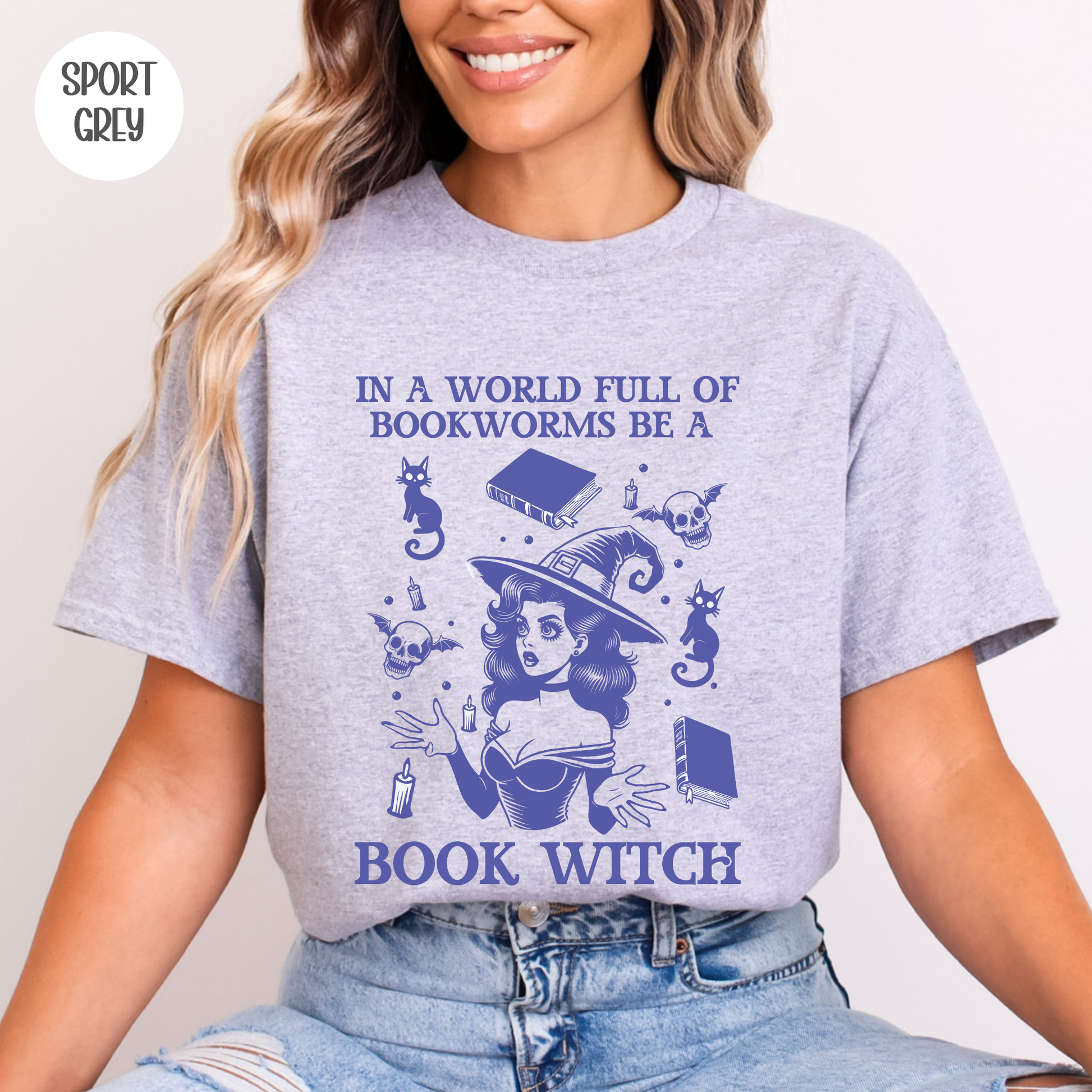 In a World Full of Bookworms Be a Book Witch T-Shirt-Stripeypeach