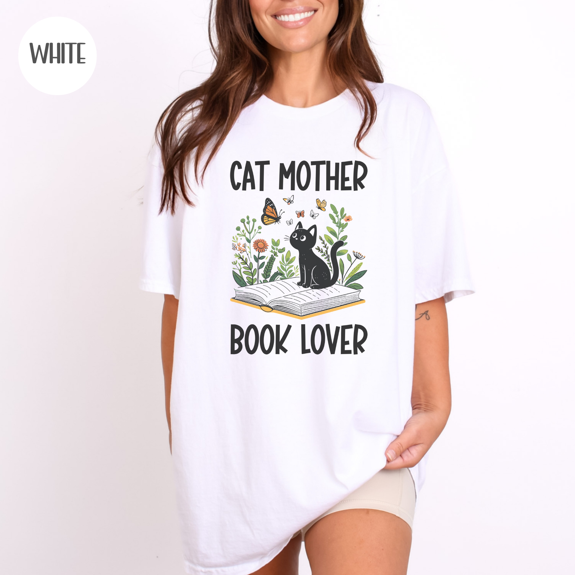 Cat Mother Book Lover T-Shirt-Stripeypeach
