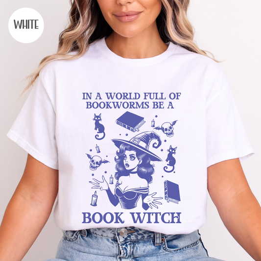 In a World Full of Bookworms Be a Book Witch T-Shirt-Stripeypeach