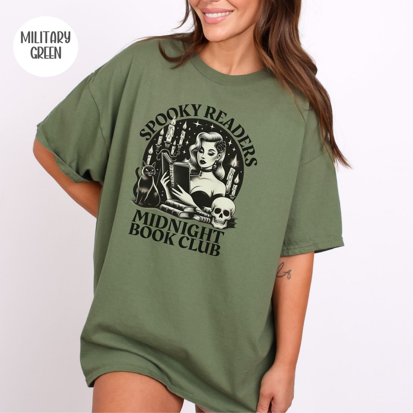 Spooky Readers Midnight Book Club T-Shirt-Stripeypeach
