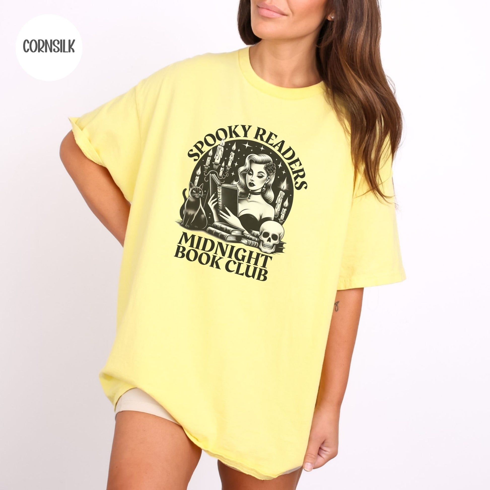 Spooky Readers Midnight Book Club T-Shirt-Stripeypeach