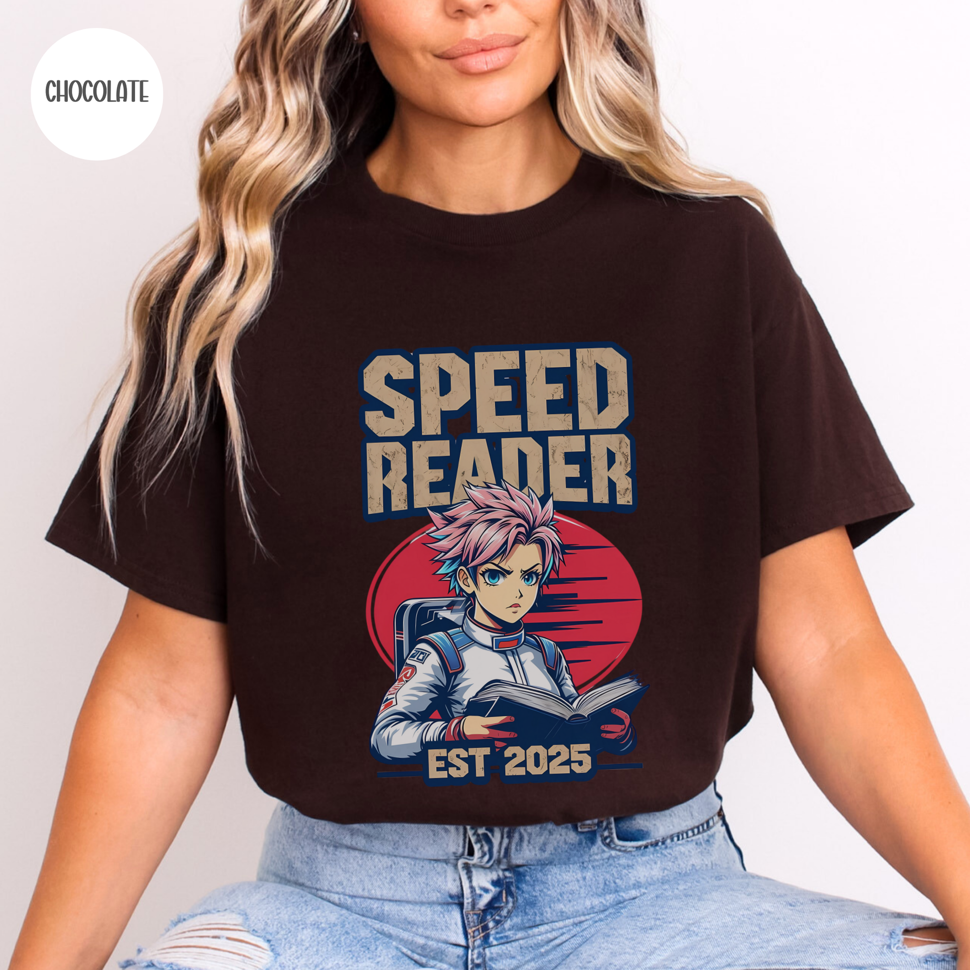 Speed Reader Anime Style T-Shirt-Stripeypeach