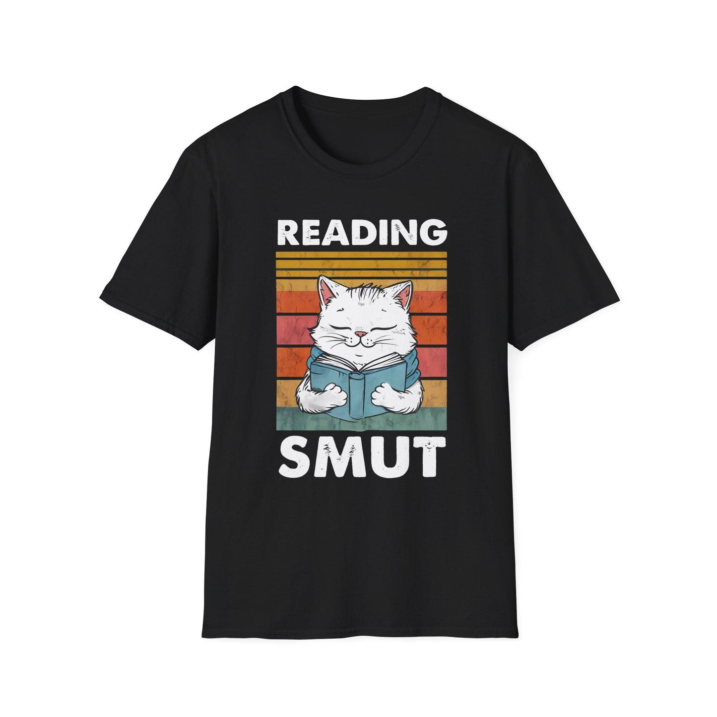 Reading Smut Cat T-Shirt-Stripeypeach