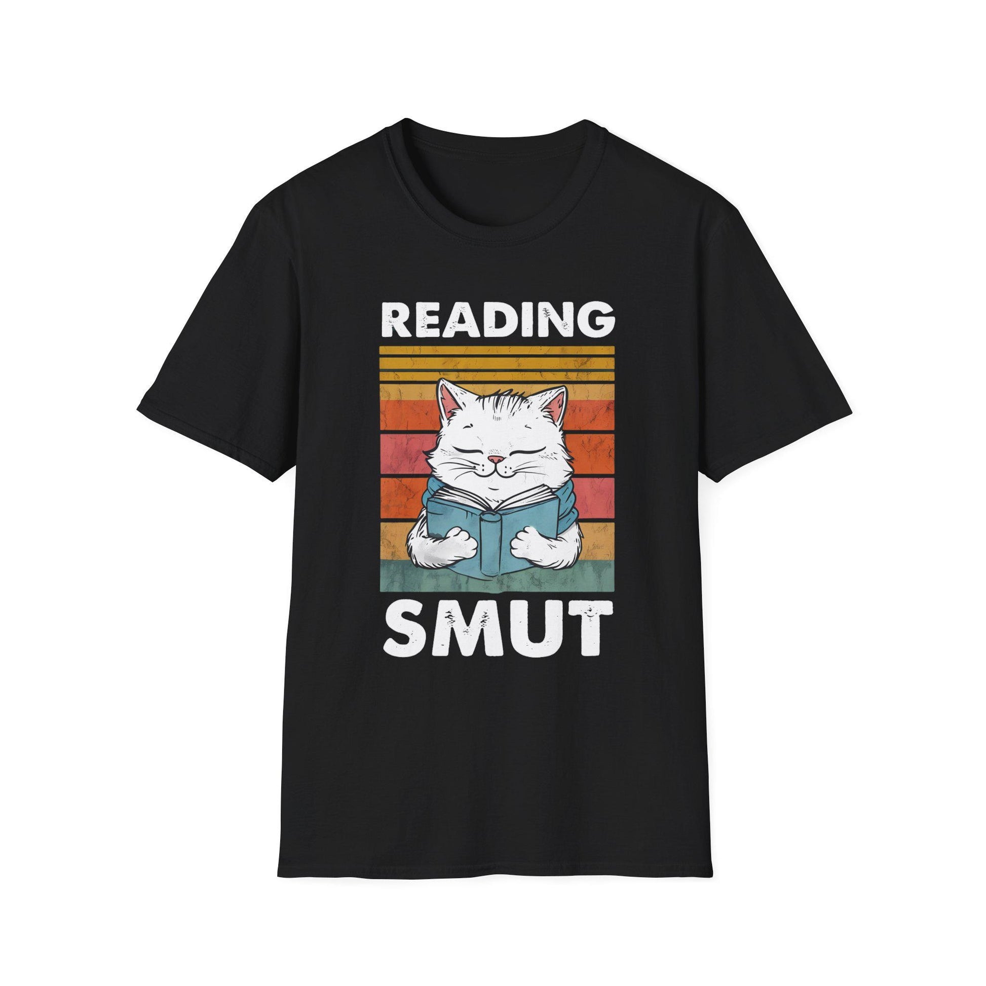 Reading Smut Cat T-Shirt-Stripeypeach
