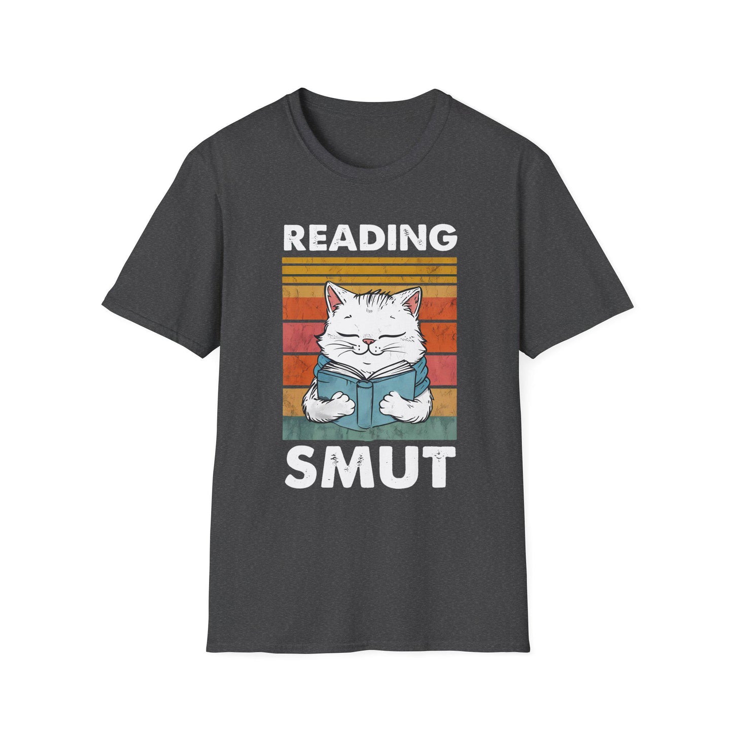 Reading Smut Cat T-Shirt-Stripeypeach