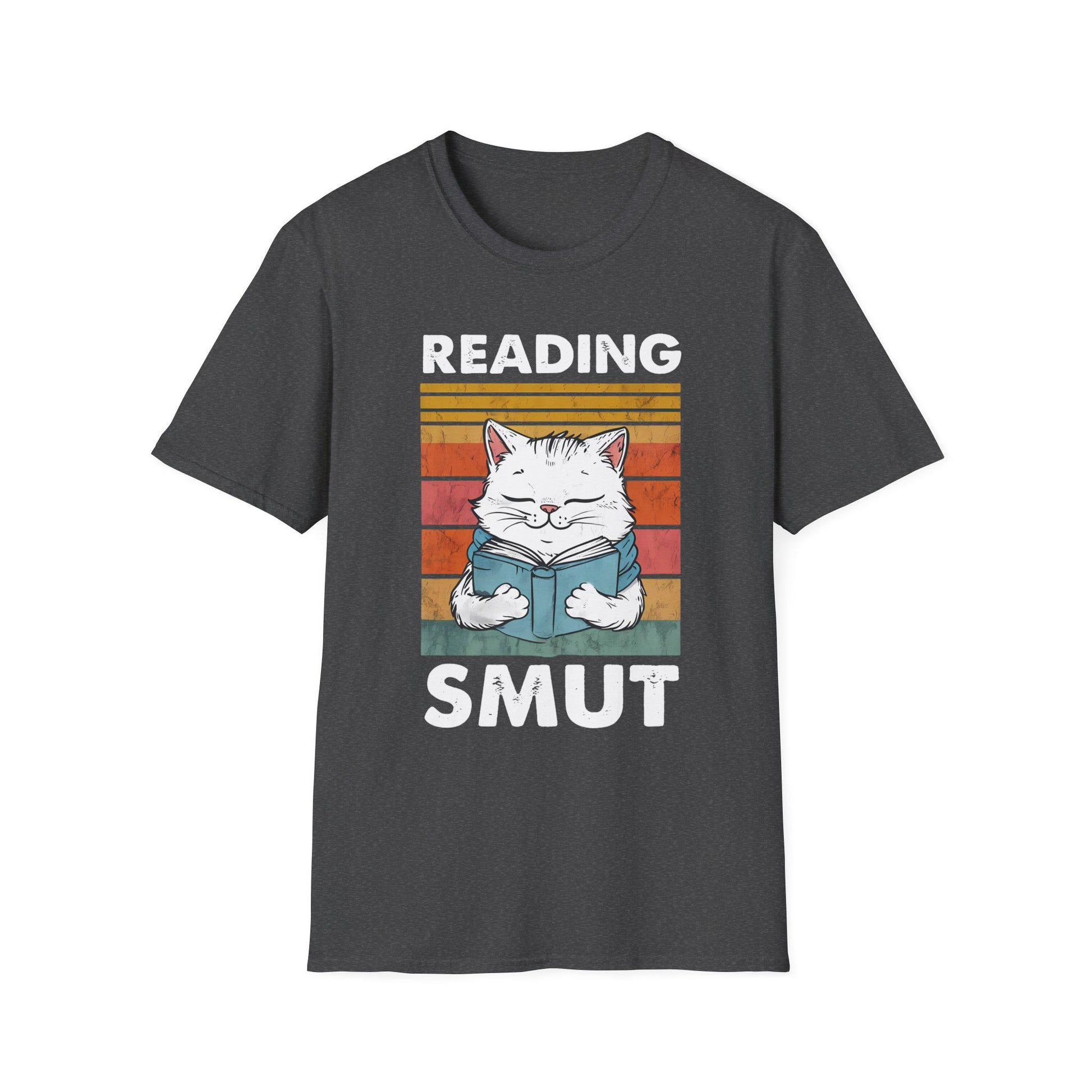 Reading Smut Cat T-Shirt-Stripeypeach