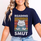 Reading Smut Cat T-Shirt-Stripeypeach