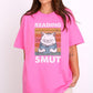 Reading Smut Cat T-Shirt-Stripeypeach