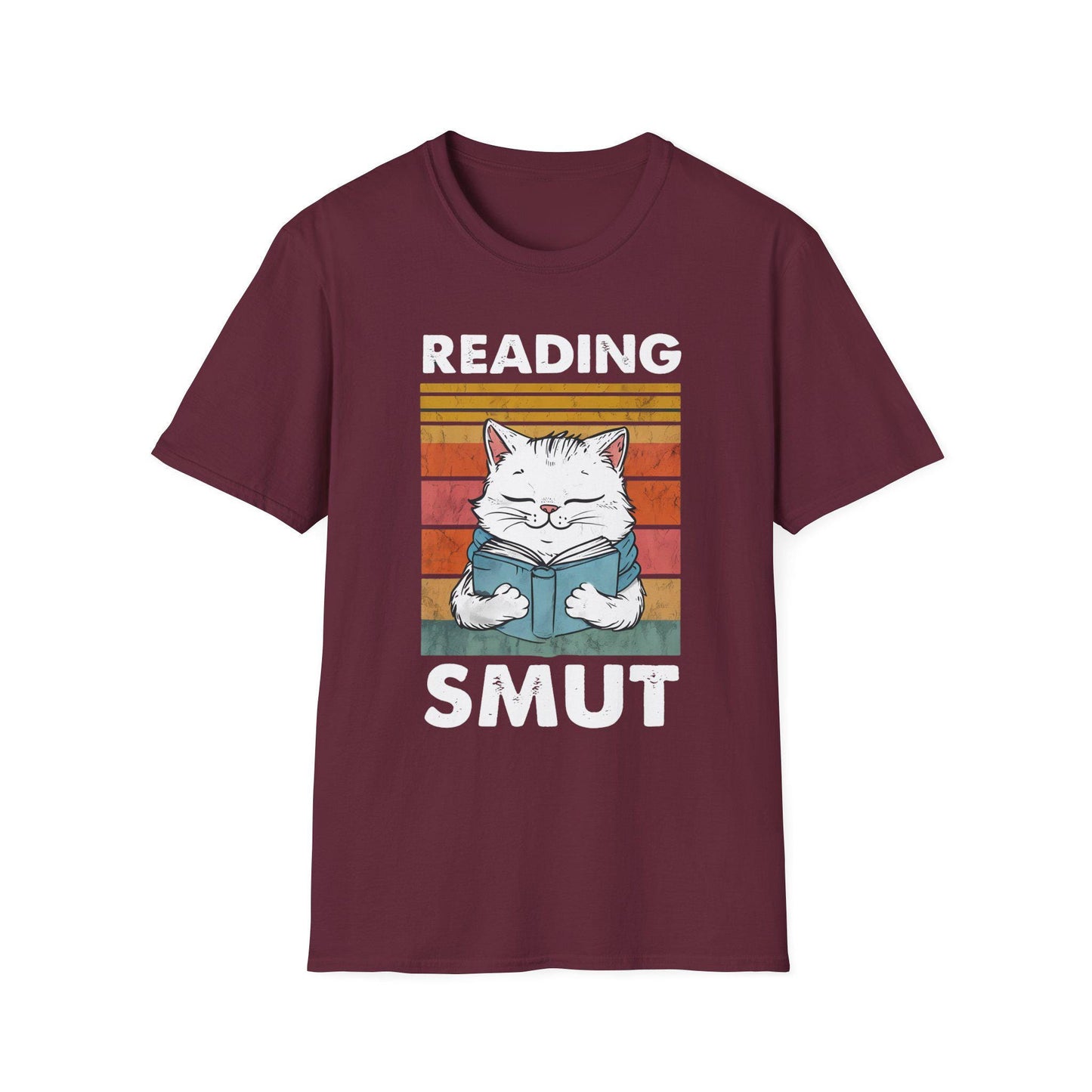 Reading Smut Cat T-Shirt-Stripeypeach