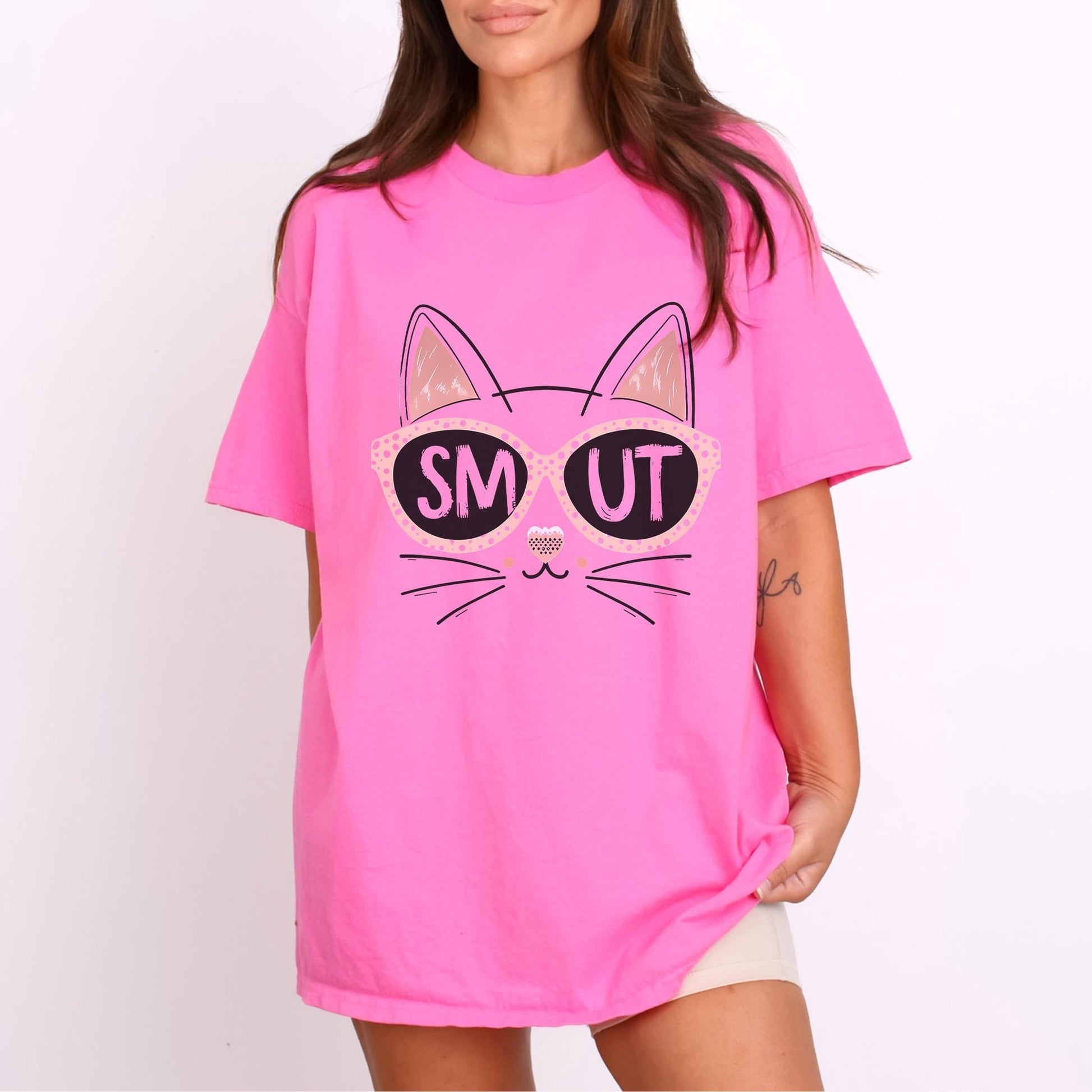 Cat 'Smut' Funny T-Shirt-Stripeypeach